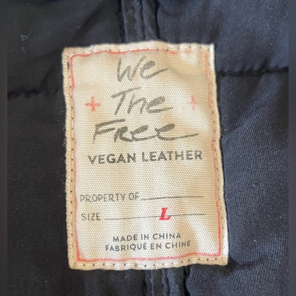 LIKE NEW! Free People Dolman Quilted Vegan Leather Jacket Black Womens Size L - Picture 7 of 9